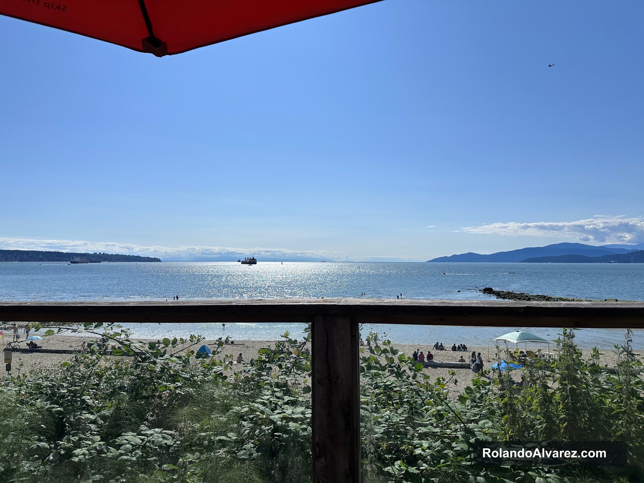 A bright view across English Bay from Stanley Park
